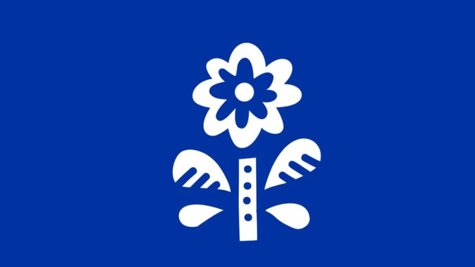 Illustration av en vit blomma på en blå bakgrund. Illustration.