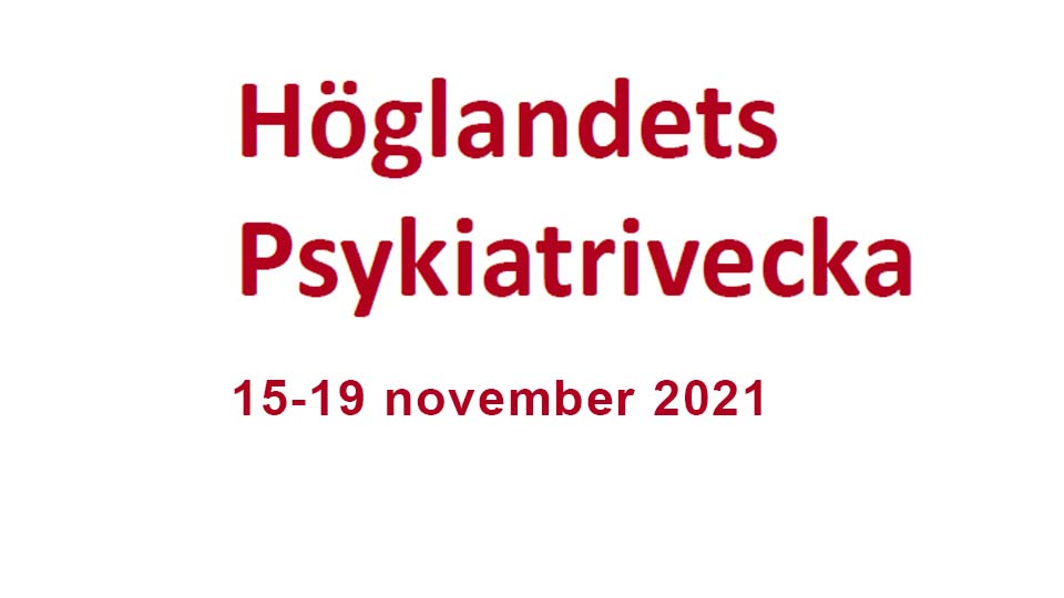 Vit bakgrund med den röda texten, höglandets psykiatrivecka