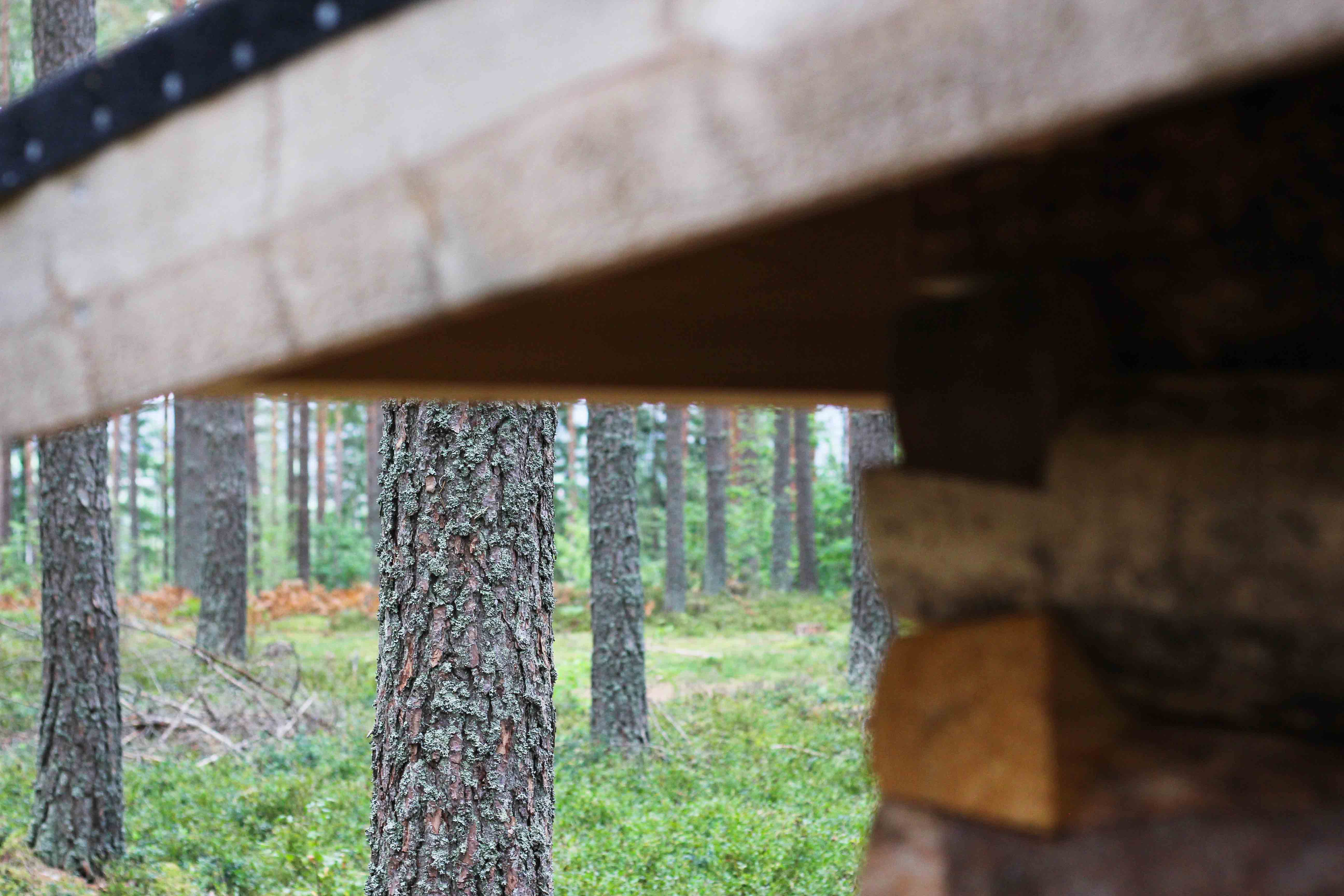 I förgrunden ett vindskydd, i bakgrunden finns en bild på naturområdet.