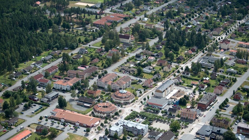 Flygbild över Aneby tätort