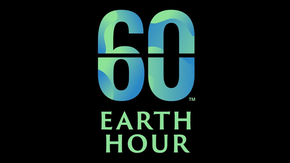 Earth hour logga som illustrerar nummer 60 och "Earth hour" under. Illustration 