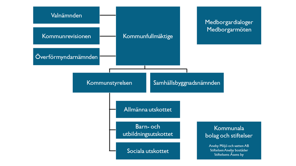 Illustration över den politiska organisationen i Aneby kommun