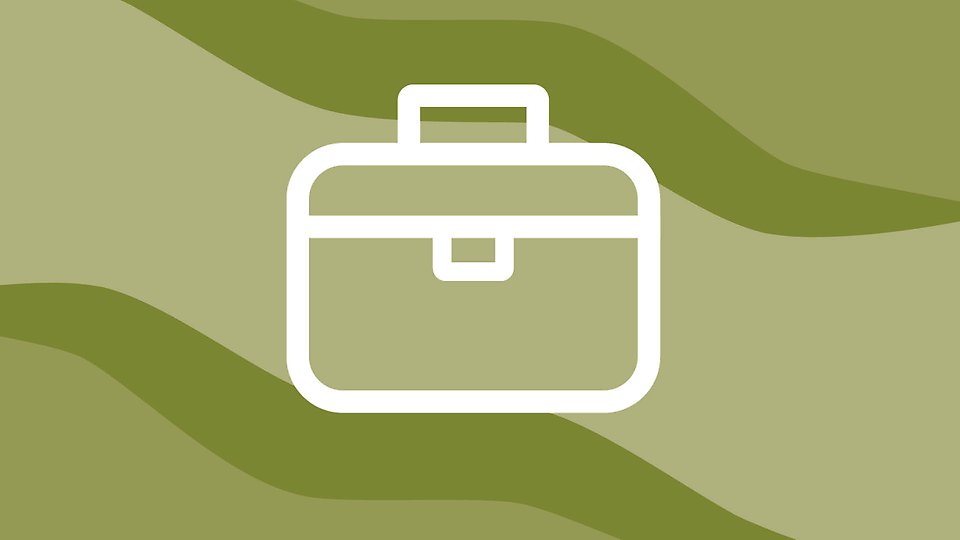 Illustration med grön bakgrund och vit  portfölj. Illustration 